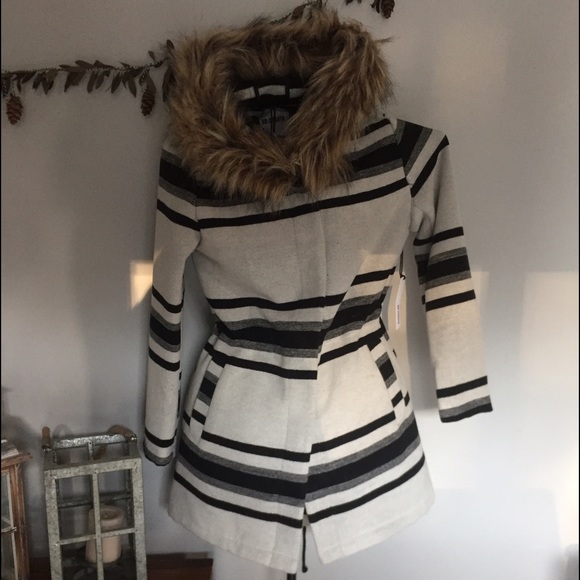BB Dakota Gray and Black Stripe Coat